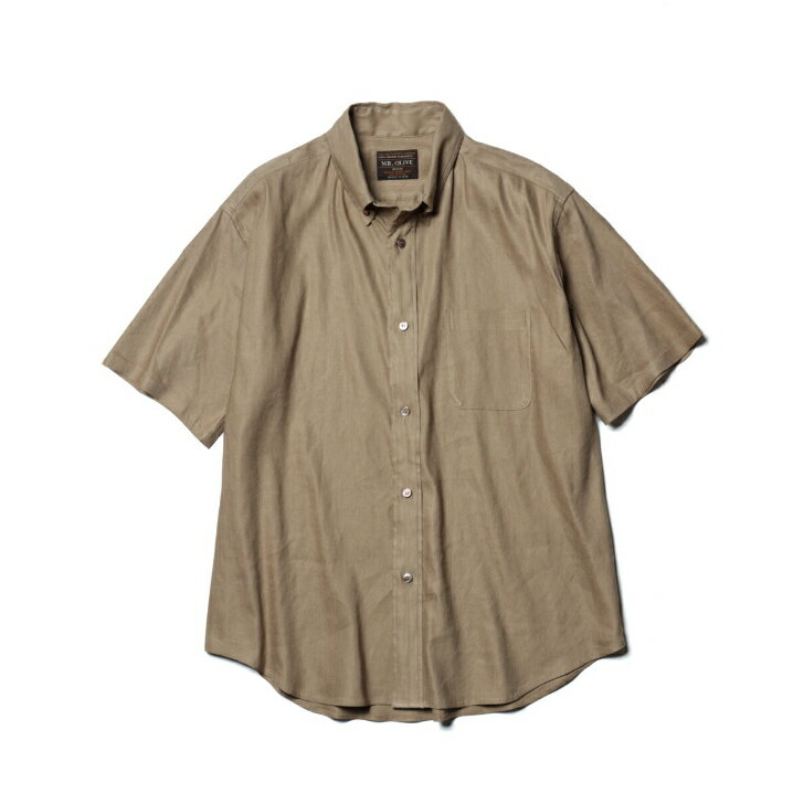 MR.OLIVE / LINEN & RAYON STRETCH CLOTH / SHORT SLEEVE BUTTON DOWN SHIRTミスターオリーブ/リネン&レーヨン ストレッチクロス / ショートスリーブボタンダウンシャツ