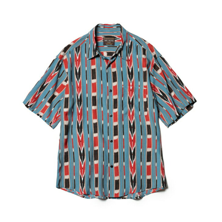 MR.OLIVE / NATIVE PATTERN RAYON / SANTAFE SHIRT ミスターオリーブ/ネイティブパターンレーヨン/サンタフェシャツ半袖シャツ　総柄シャツ　開襟　オープンカラー