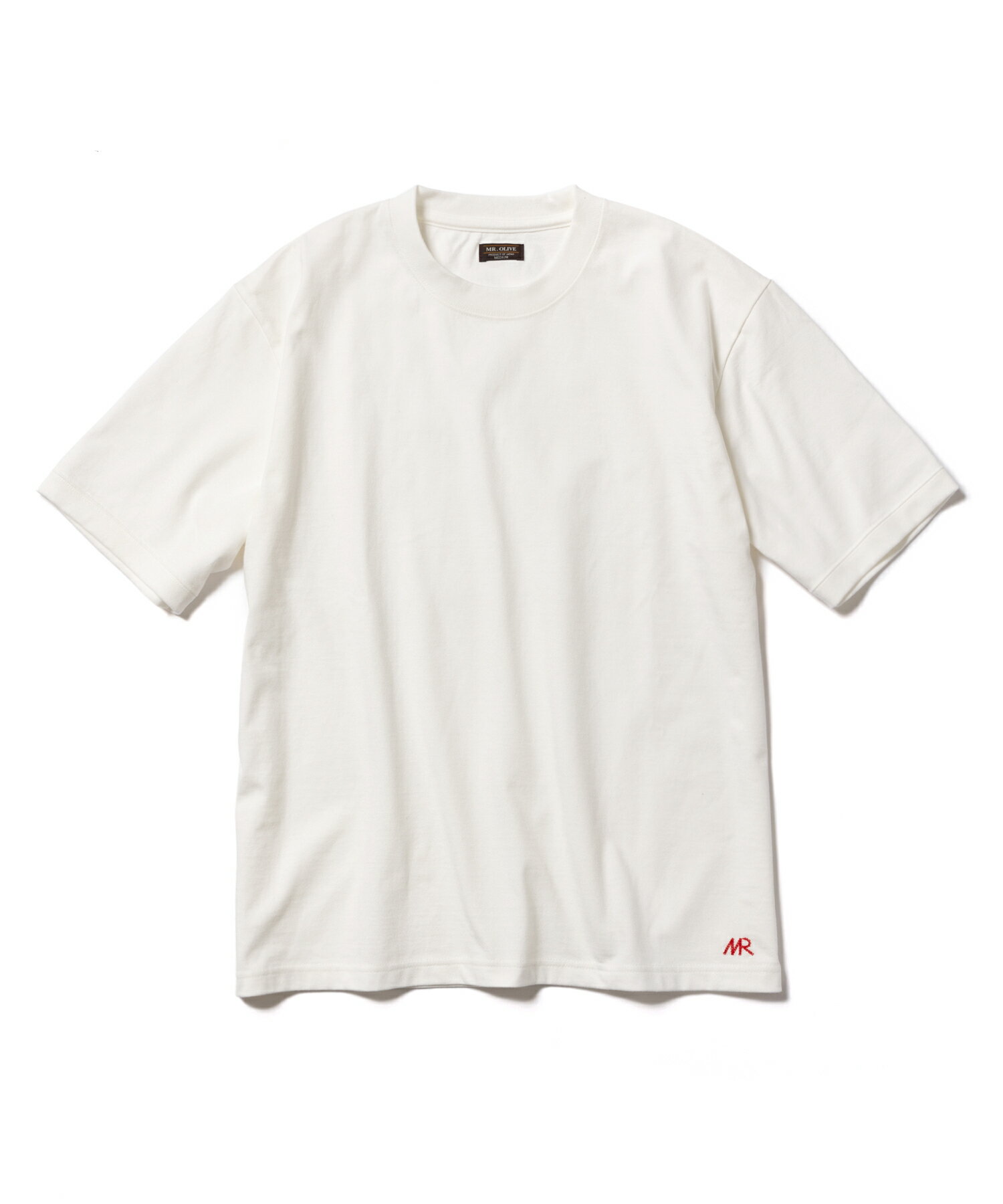 MR.OLIVE/TEXLOOP COTTON / ONE POINT CREW T-SHIRT　ミスターオリーブ/テックループコットン ワンポイントTシャツカットソー メンズ レディス ユニセックス