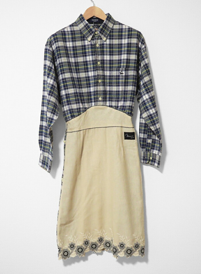 mooon リメイク ドッキング ワンピース BLUE/BEIGE