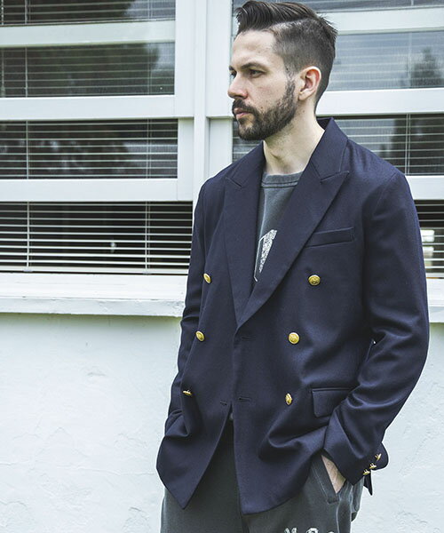 MR.OLIVE / PREMIUM WOOL SAXONY / BOUBLE BREASTED BLAZER ミスターオリーブ/プレミアムウールサキソニー / ダブルブレスト ブレザーMROLIVE カジュアル テーラード スーツ フォーマル セミフォーマル セットアップ キレイめ トラッド