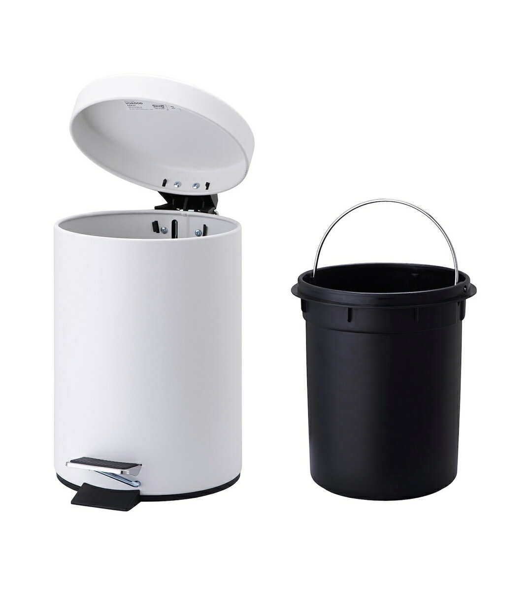ゴミ箱 ペダル式 ダストボックス 内バケツ付 ホワイト 洗面化粧台 トイレ スチール製 エポキシ加工 3リットル 生ゴミバケツ おしゃれなデザイン ポリプロピレ...