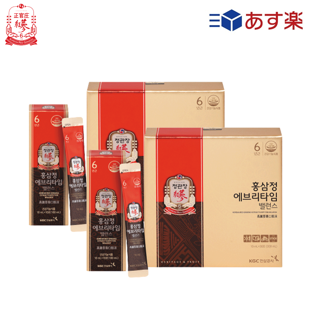 【ポイント10倍】【2SET】 紅参精エブリタイムバランス(10ml*30包*2)【公式】【正官庄海外ショップ】【seikansho】高麗人参 紅参 サポニン 6年根 健康 紅参濃縮液 紅参ドリンク プレゼント プレミアム 賞味期限：2024-12-13のサムネイル