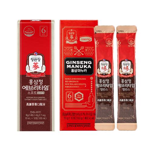 【数量限定】紅参スティックセット (ソフト10包+マヌカ10包+エブリタイムバランス2包) 【正官庄公式韓国直送】【seikansho】高麗人参 紅参 サポニン 健康 紅参濃縮液 紅参ドリンク プレミアムのサムネイル