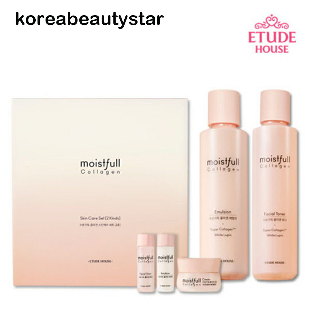 商品情報 広告文責 BEAUTY STAR CO., LTD./+821042776767メーカー名 ETUDE HOUSE輸入者名 本商品は個人輸入商品のため、購入者の方が輸入者となります。商品区分 化粧品原産国 韓国内容量 Toner (200 ml) + Emulsion (180 ml) + Sample (Toner/Emulsion 25 ml, Cream 10 ml)全成分 [トナー]精製水、ハイドロールライズドコラーゲン（205,480ppm）、グリセリン、プロパンジオール、変性アルコール、ベタイン、1,2-ヘキサンジオール、ブチルレングルグリコール、グリセリル、ポリメタクリレート、被フィジー - 13-デシルテトラデセス-24、キサンタンガム、セルロースガム、エチルヘキシルグリセリン、ダイナトリウムがディティエイ、香料、ベータ - グルカン、ハイドロールライズドリューピンタンパク質、トコフェロール[エマルジョン]精製水、ハイドロールライズドコラーゲン（ 154,110ppm）、グリセリン、プロパンジオール、ペンタエリスリチルテトラエチルヘキサノエート、メチルトリメトキシジメチコン、ハイドロジェネイテッドポリ（C6-14オレフィン）、1,2-ヘキサンジオール、セチルエチルヘキサノエート、ブチルレングルグリコール、C14-22アルコール、グリセリルステアレートシトレート、ヒドロキシエチルアクリレート/ナトリウムアクリジメチルタウレートコポリマー、荒木ディルアルコール、ステアリック酸、グリセリルステアレート、シアバター、パルティック酸、カルボマー、キサンタンガム、べヘニルアルコール、グリリルカフリルレート、トロメタミン、C12-20アルキルグルコシド、香料、ダイナトリウムがディティエイ、エチルヘキシルグリセリン、荒木ディルグルコシド、ソルビタンアイソステアレート、ハイドロールライズドリューピンタンパク質、あらかじめスティック酸、ラウリンリック酸、トコフェロール注意事項 ・当店でご購入された商品は、原則として、「個人輸入」としての取り扱いになり、全て韓国のソウルからお客様のもとへ直送されます。・個人輸入される商品は、全てご注文者自身の「個人使用・個人消費」が前提となりますので、ご注文された商品を第三者へ譲渡・転売することは法律で禁止されております。 ・通関時に関税・輸入消費税が課税される可能性があります。課税額はご注文時には確定しておらず、通関時に確定しますので、商品の受け取り時に着払いでお支払いください。詳細はこちらご確認下さい。＊色がある場合、モニターの発色の具合によって実際のものと色が異なる場合がある。[韓国コスメ/エチュードハウス] MOISTFULL COLLAGENモイストフル水分いっぱいコラーゲン化粧水+乳液+ミニサンプル= 2種セットスキンケア/Etude House set of 2 types of collagen full of water Etude House set of 2 types of collagen full of water 1