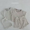 ★【peekaboo-kids】Ddine set ワッフルセットアップ ボーダー メロー袖 姉妹リンクコーデ ルームウェア セットアップコーデ 韓国子供服 韓...