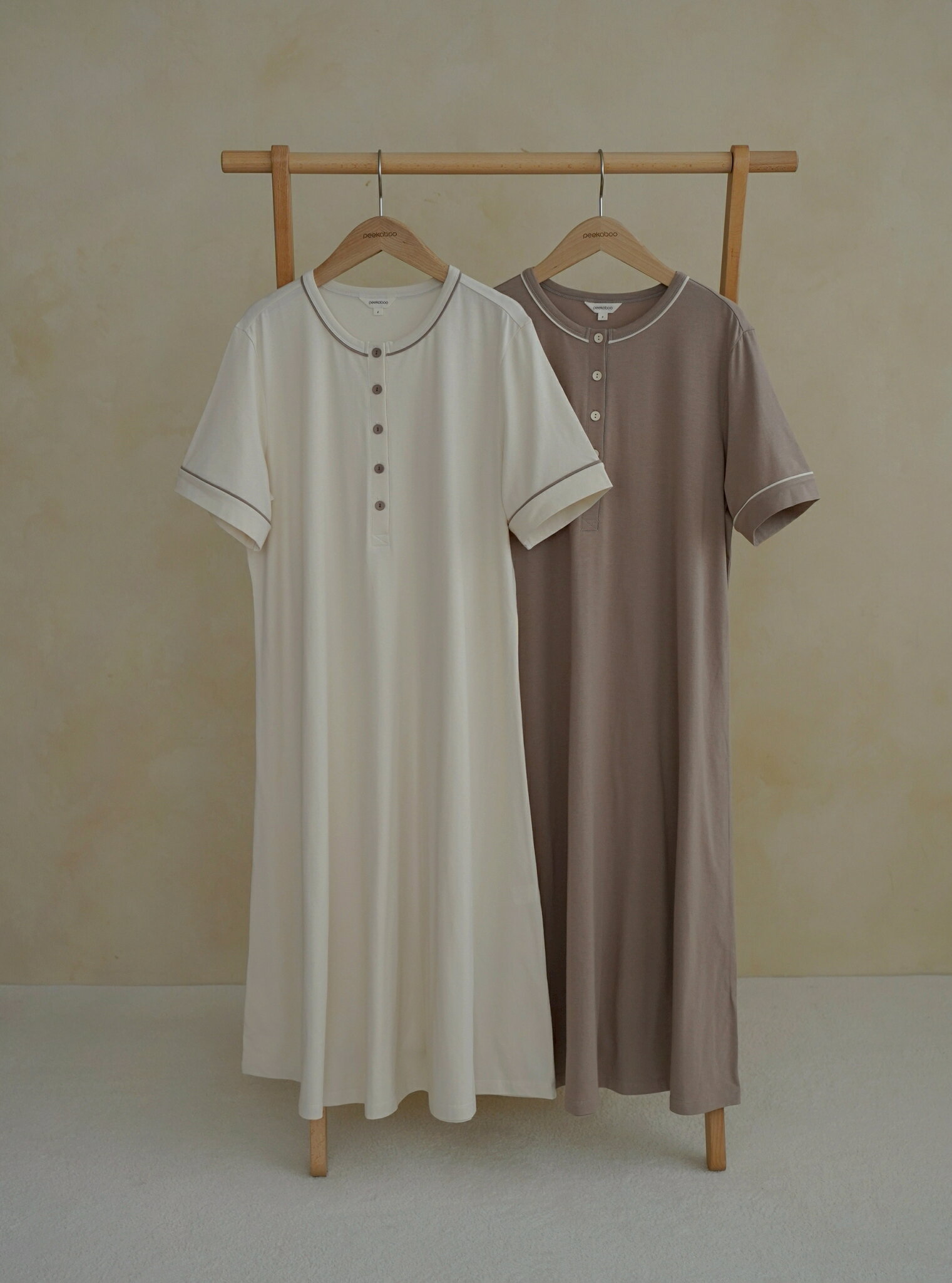 【peekaboo-mom】POMING MOM OPSワンピース授乳服マタニティ服ルームウエア半袖親...