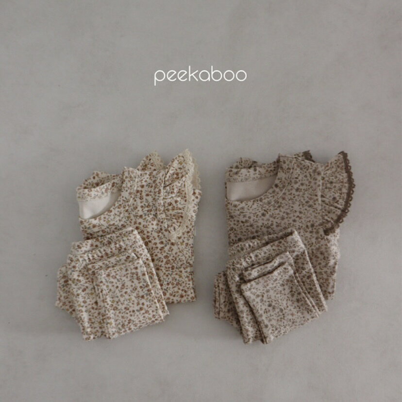 楽天Korea fabric【peekaboo-kids】Floral set　セットアップ　レギンス　リンクコーデ　ルームウェア　韓国子供服　韓国こども服