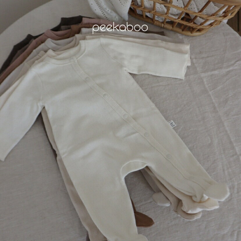 楽天Korea fabric【お取り寄せ：peekaboo-baby】Dear body suit with full feet 　ボディスーツ　カバーオール出産祝い　韓国子供服