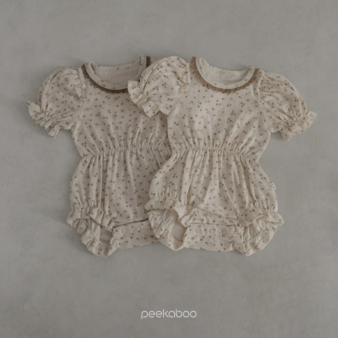 ★【peekaboo-baby】Bella suit 花柄ロンパース　春服　姉妹リンクコーデ　女の子服　ルームウェア　ベビーコーデ　韓国子供服　韓国こども服