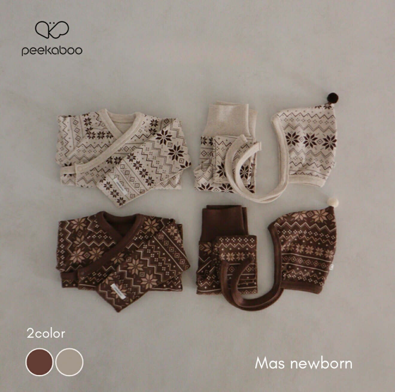 樂天商城 - 【peekaboo-newborn】Mas newborn set クリスマスコーデ　セットアップ　新生児　ルームウェア　レギンス　クリスマスパーティ　Xmas クリスマスコーデ　リンクコーデ　 韓国子供服　peekaboo