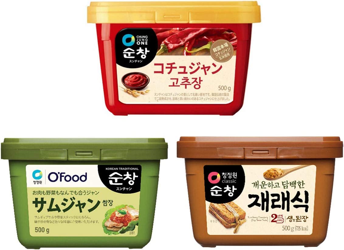 楽天韓日mart【スンチャン】【 コチュジャン 500g サムジャン 500g テンジャン 500g 3点セット】スンチャン コチュジャン サムジャン テンジャン 韓国 韓国調味料 韓国食品 業務用 調味料 サンチュ味噌