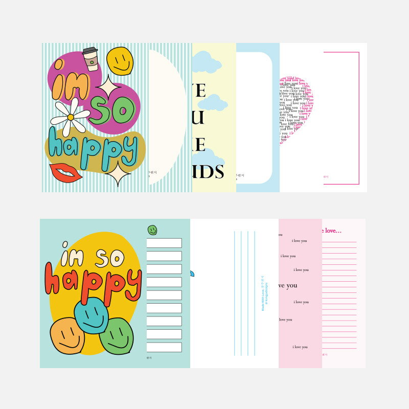 3_48_02 コンジュ ハッピーレターセット 3種セット ブルー ピンク ホワイト 韓国文房具 手紙セット 彼氏 彼女 カップル 記念日 誕生日 韓国雑貨 便...