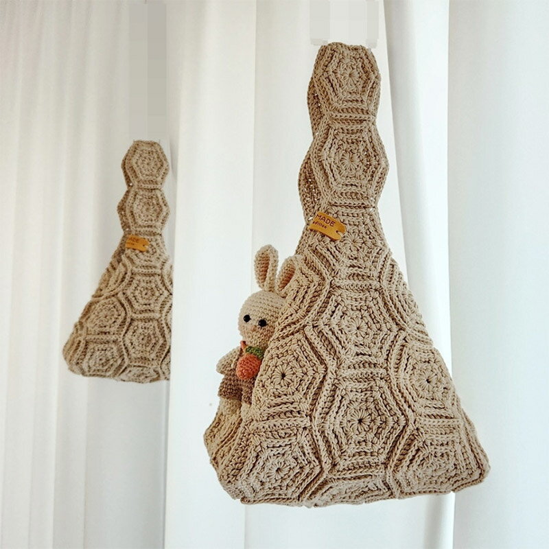 3_52_04 ピンクプリンセス ハニコムトートバッグ Sサイズ Mサイズ Lサイズ 手作り 初心者 ハンドメイド 材料 編み物 DIYキット オリジナル かぎ針 レディース 大容量 おしゃれ 敬老 手芸 かご ワークショップ コットン 糸 ナチュラル ピンク ブラウン 北欧風