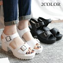【再入荷】2色厚底サンダル レディース シューズ バックストラップ サンダル 厚底 サンダル ブラック サンダル レディース 厚底 スリッパー バックストラップサンダル 厚底サンダル サンダルシューズ 女性用 靴 厚底 ヒールサンダル ベルテッド 夏 VOCE