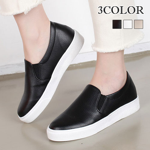 【ポイント5倍】3色スリッポン レディース シューズ ローカット スリッポン フラットシューズ ローヒー..