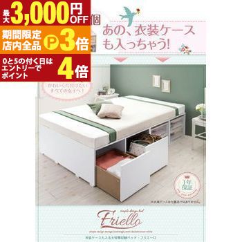 【最大3,000円OFFクーポン有！PT3倍！ブラックフライデー】衣装ケースも入る大容量収納ベッド 薄型プレ..