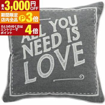 【最大3,000円OFFクーポン有！PT3倍！ブラックフライデー】クッション カバー カバーリングタイプ グレー 灰色 ヴィンテージ アンティーク アンティーク風 デザイン 柄 模様 個性的 文字 英語 love 家具 収納家具 収納 四角 正方形 ダイニング インテリア ヴィヴェンテ