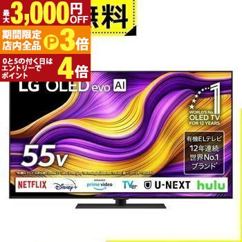 【最大3,000円OFFクーポン有！PT3倍！ブラックフライデー】全国設置無料 LG 有機ELテレビ OLED55G5PJB | エルジー LG Electorinics 55V型 4K対応 BS 4Kチューナー内蔵 YouTube・Netflix対応 ブラック