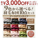 【最大3000円OFFクーポン※お買い物マラソン】ベッドタイプ キング 羽毛布団10点セット グースダウン | 掛布団 肌掛布団 敷パッド 枕 掛布団カバー ボックスシーツ 枕カバー アイボリー ブラック ブラウン ベージュ グレー 9色から選べる 送料無料 1