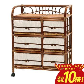送料無料籐ランドリーラック3段|家...