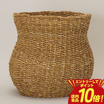 【エントリーでP10倍！クーポン有！スーパーSALE】ホグラ草 ゴードバスケット 収納 おしゃれ ナチュラル 北欧風 編みかご 手作り インテリア 軽量 丈夫 多用途 観葉植物カバー 小物入れ 衣類収納 おもちゃ入れ スペース 自然素材 通気性 折りたたみ可能 シンプル モダン