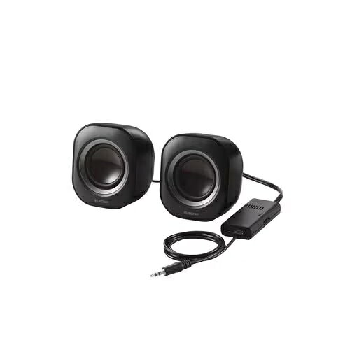 エレコム 有線スピーカー MS-P08A2BK | ELECOM PC スピーカー 有線 音声Φ3.5mm 電源ACアダプター 小型 ステレオ アンプ内蔵 ブラック koreda-10073079 【コ・レ・ダ】 家電*インテリア パッケージ画像