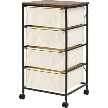 チェスト 4段 4D 4D 布 キャンバス キャスター付き 収納家具 収納 ファブリック 組立簡単 衣類収納 ワ..