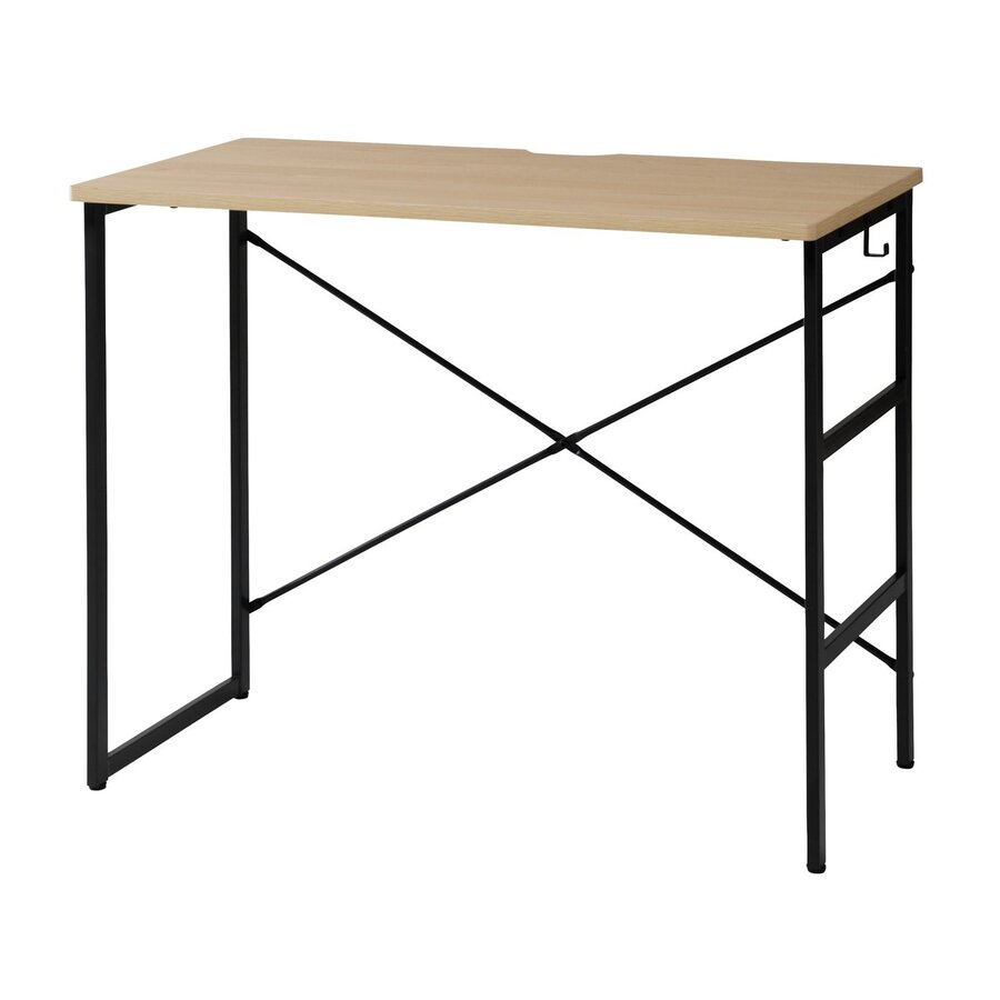 生産国 中国 サイズ W900×D500×H720mm 仕様 天板：MDF(18mm厚)メラミン化粧板貼り フレーム：スチール(15×30mm)粉体塗装 機能説明 ●脚部にアジャスター付き ●サイドフック1個付（左右どちらにも付け替え可能） 耐荷重 天板：30kg
