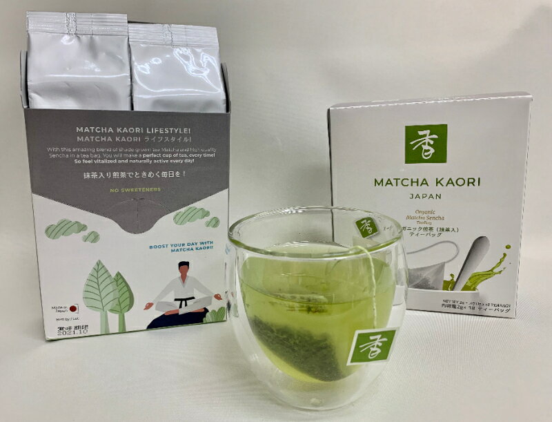 【産直商品】MATCHA KAORIオーガニック煎茶（抹茶入）ティーバッグ2g×18個×2箱 計36個TBG-2