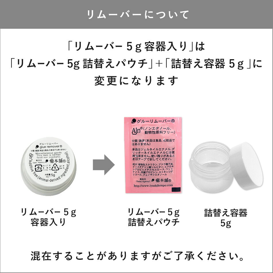 まつげエクステ用 成分リニューアル！クリームリムーバー専用ケース＆詰替え用パウチ5g×2個のセット【メール便可】 ネイルオフ ケース入り 植物性スクワラン マツエク korie-10000248 korie. サンプル画像2