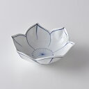 花紋(青)鉄仙花型小鉢 15cm 手書き 波佐見焼 洸琳窯 染付 煮物 和食