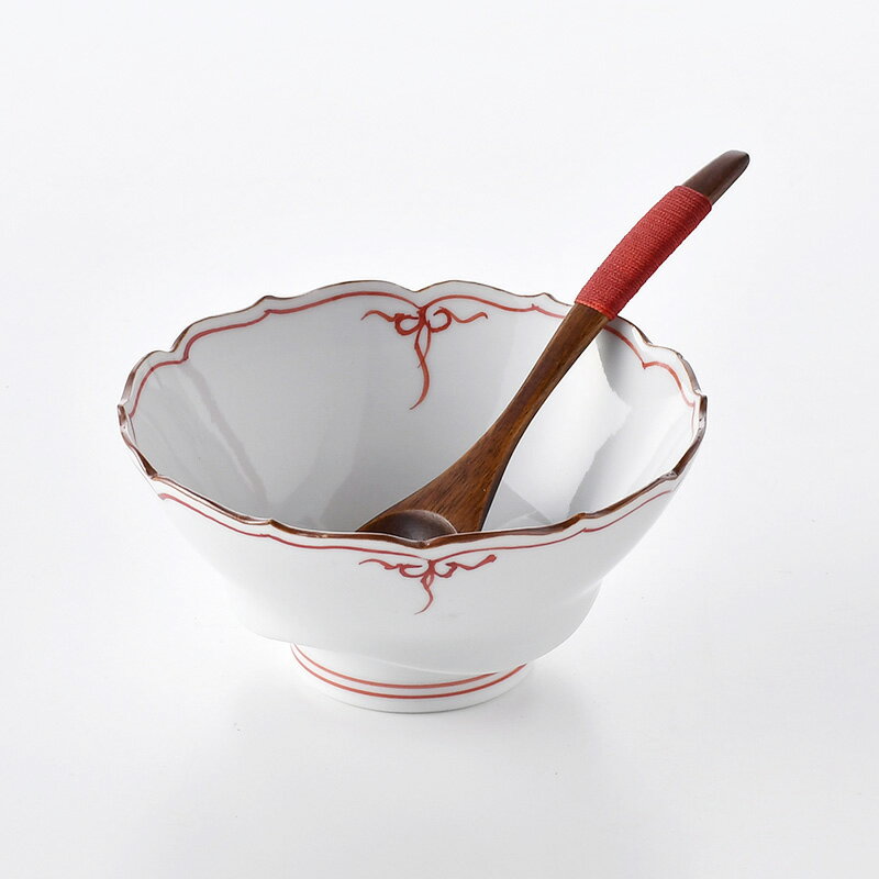 瓔珞紋 桔梗渕かぶと中付（赤） 波佐見焼 洸琳窯(3.0)