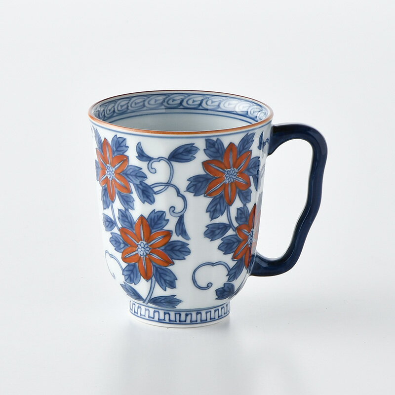 染錦鉄仙花（レッド）花濃マグカップ 波佐見焼 洸琳窯 染錦 黄色