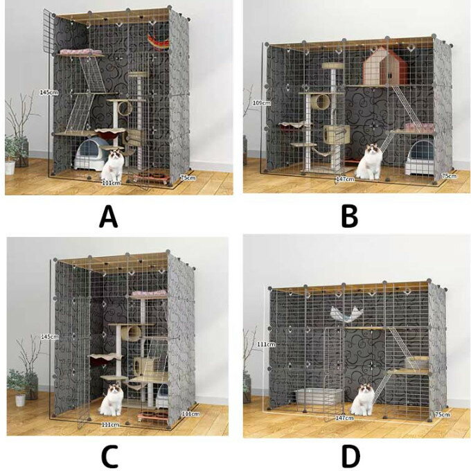猫 ケージ 大型猫 ケージ 大型動物 ケージ 大型折り畳み式 持ち手付き 移動便利猫脱走防止フェンスペット用ケージお手入れ簡単 多頭飼い シンプル 組立簡単 室内飼い おしゃれキャットゲージ2段3段4段猫のゲージ 室内用