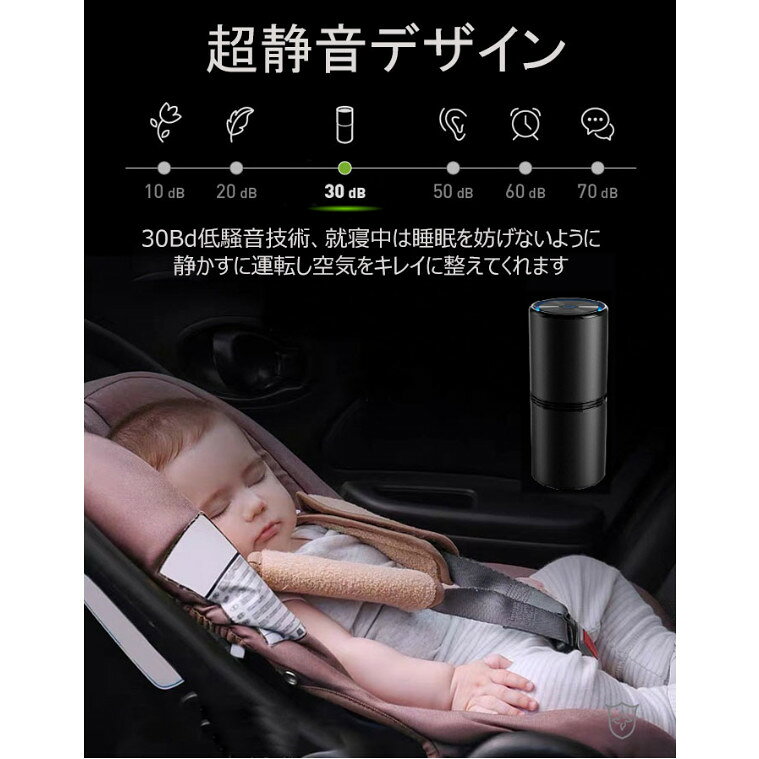 空気清浄機 車載空気清浄機 車 消臭 小型 空気清浄器 コンパクト 卓上 イオン発生...