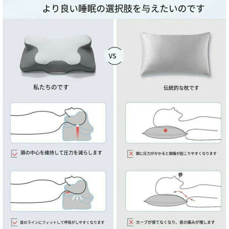 枕 洗える まくら マクラ 記憶綿 の蝶の形の枕 高枕崩れない 快眠枕 頚椎 牽引ケア...
