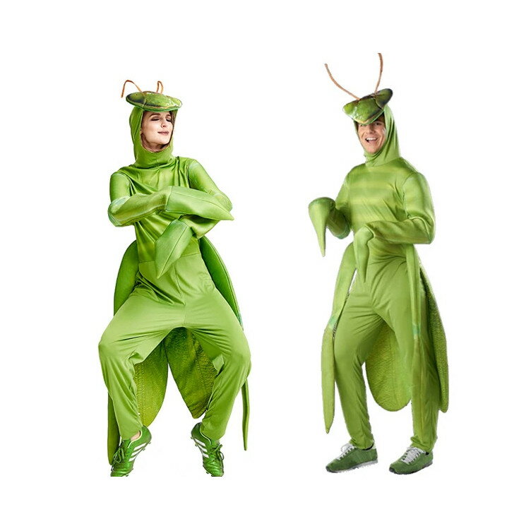ハロウィン 衣装 カマキリ 大人 男女兼用 オールインワン グリーン 男の人 女の人 螳螂 仮装 動物 面白..