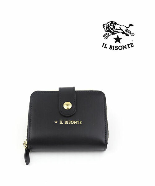 IL BISONTE(イルビゾンテ)レザー ロゴ ラウンドファスナー 二つ折り財布 ウォレット・54212307140-0062201(メンズ)(レディース)