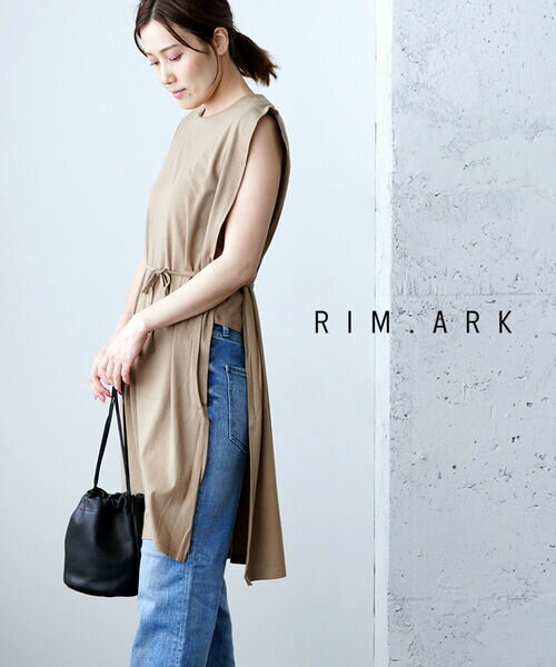 リムアーク RIM.ARK コットン ノースリーブ サイドオープン ロングカットソー ノースリーブカットソー チュニック Side open long cut tops・460DSL80-0140-4202001(レディース)(may0520)