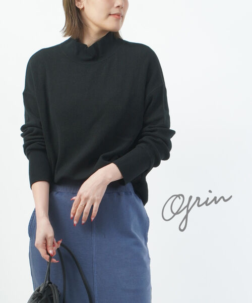 【ブラックフライデー期間ポイント10倍】グリン grin ヴィレッジニット ワイドモック プルオーバー ハイネックカットソー・8225C-017-1482202(レディース)