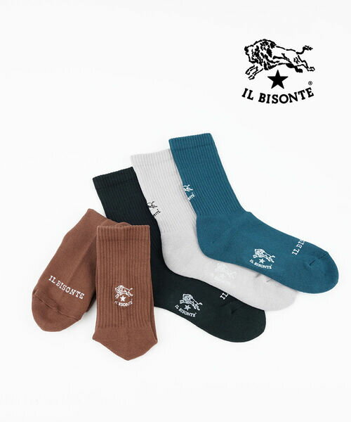 楽天小三郎商店【2025年秋冬新作】イルビゾンテ IL BISONTE 靴下 ソックス くつ下 クルーソックス リブ 中厚手 厚手 クルー丈 ロゴ おしゃれ プチギフト プレゼント・54252309483-0062502（メール便可能商品）[M便 4/5]（メンズ）（レディース）