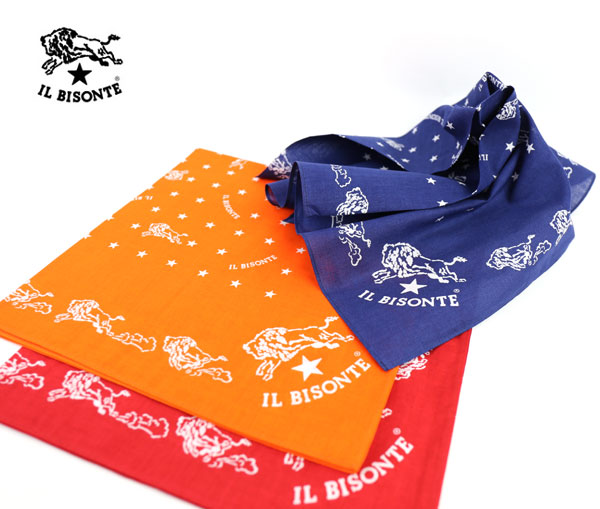 【イルビゾンテ IL BISONTE】コットン ロゴ入り 大判 バンダナ・5432404194-0062001【メール便可能商品】[M便 1/5]【メンズ】【レディース】【1F-W】【小物】【クーポン対象外】