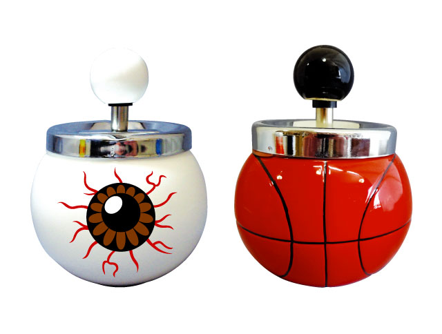 ボール灰皿【プッシュ式 回転 フタ付き】【IQOS アイコス glo グローにも◎♪】