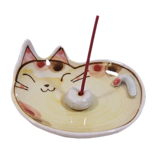 手描き猫　香立「ブチ」【香皿】【陶器】【ねこ】【おしゃれ】【お香雑貨】 その1