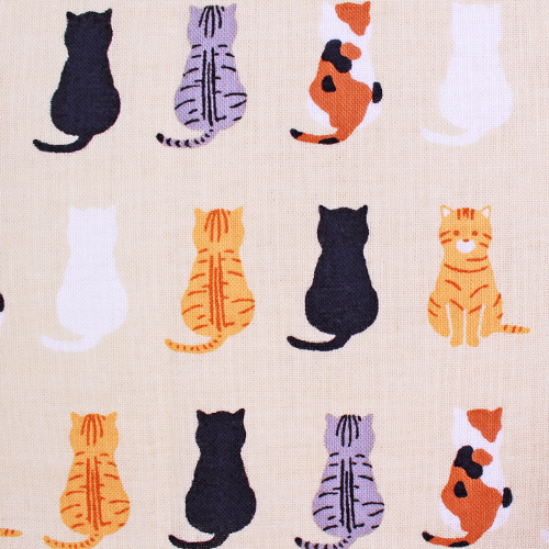 【3枚以上で送料無料】捺染てぬぐい「おすわり猫ならべ」濱文様 小紋柄 猫 うしろ姿 カラフル かわいい 猫好き 日本製 捺染手ぬぐい てぬぐい 手拭い 布巾 キッチンタオル 包む ラッピング 贈り物 ギフト メール便