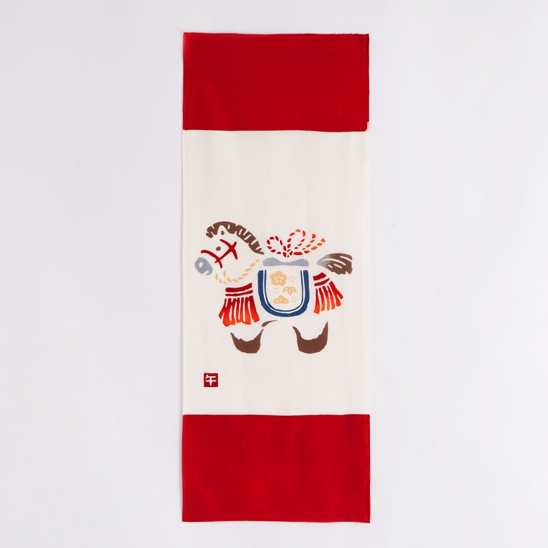 かまわぬ てぬぐい「飾り馬」 日本てぬぐい 手ぬぐい 手拭い 小紋 日本 2026年 令和8年 冬柄 正月柄 季節限定 おしゃれ ギフト 飾り 布 生地 包む メール便のサムネイル