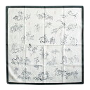 綿シャンタン「鳥獣戯画/緑」48cmお弁当包み/小風呂敷/綿風呂敷/ランチクロス/ラッピング/ギフト/プレゼント/バンダナ