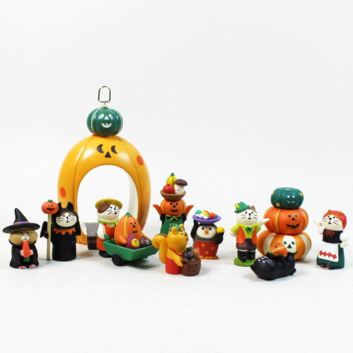 まったりハロウィンセット「収穫祭」まったりマスコット コンコンブル 秋 ねこ DECOLE 人形 concombreのサムネイル