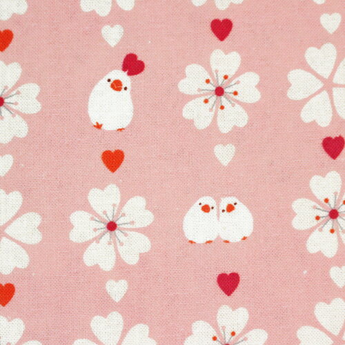 【3枚以上で送料無料】捺染てぬぐい「さくら文鳥」 さくら 春 鳥 小紋柄 濱文様 日本製 生地 日本てぬぐい 手ぬぐい 飾り 布 包む お土産 メール便